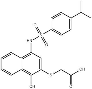 [(1-hydroxy-4-{[(4-isopropylphenyl)sulfonyl]amino}-2-naphthyl)sulfanyl]acetic acid 化学構造式