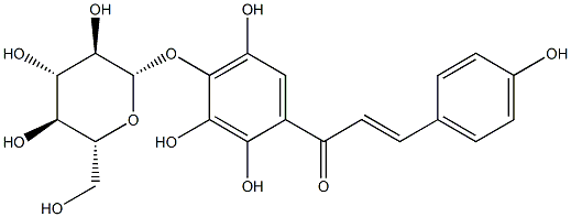 (E)-4'-(β-D-グルコピラノシルオキシ)-2',3',4,5'-テトラヒドロキシカルコン 化学構造式