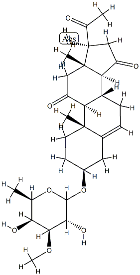 3β-[(6-Deoxy-3-O-methyl-D-galactopyranosyl)oxy]-17-hydroxypregn-5-ene-11,15,20-trione,520-80-9,结构式