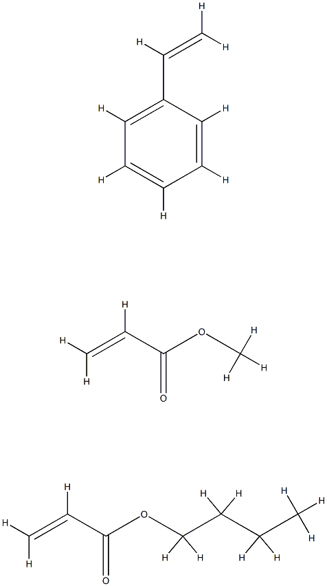 2-丙烯酸丁酯和乙烯基苯及-2-丙烯酸甲基酯的聚合物, 52192-05-9, 结构式