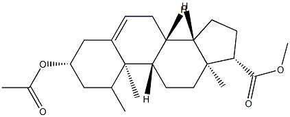 3β-(アセチルオキシ)-17-メチルアンドロスタ-5-エン-17β-カルボン酸メチル 化学構造式