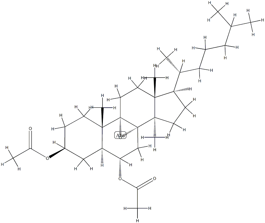 8α,9-Epoxy-14-methyl-5α-cholestane-3β,6α-diol diacetate,5259-15-4,结构式