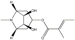 (E)-2-メチル-2-ブテン酸(1S,5R)-6β,7β-ジヒドロキシ-8-メチル-8-アザビシクロ[3.2.1]オクタ-3α-イル 化学構造式