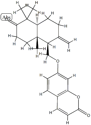 (-)-7-[[[(1R,4aβ)-Decahydro-5,5,8aα-trimethyl-2-methylene-6-oxonaphthalene]-1α-yl]methoxy]-2H-1-benzopyran-2-one Structure