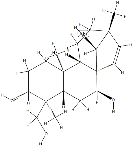 (4S,8R,13R,14S)-13-メチル-17-ノルカウラ-15-エン-3α,7β,14,18-テトラオール 化学構造式