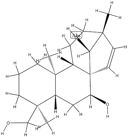 (4S,8R,13R,14S)-13-メチル-17-ノルカウラ-15-エン-7β,14,18-トリオール 化学構造式