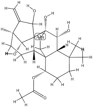 (14R)-7α,20-Epoxykaur-16-ene-1α,6β,7,14,15β-pentol 1-acetate Struktur