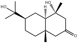 (4R,4aR)-デカヒドロ-4-ヒドロキシ-6α-(1-ヒドロキシ-1-メチルエチル)-4,8aα-ジメチルナフタレン-2-オン 化学構造式