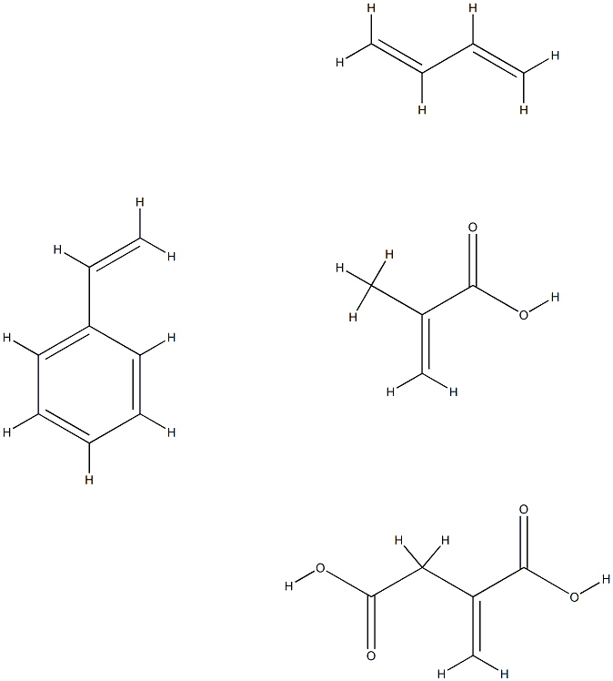 Butanedioic acid, methylene-, polymer with 1,3-butadiene, ethenylbenzene and 2-methyl-2-propenoic acid 化学構造式