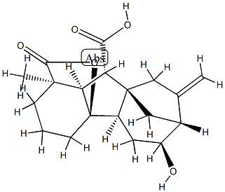 4aα,6α-Dihydroxy-1-methyl-8-methylenegibbane-1α,10β-dicarboxylic acid 1,4a-lactone Structure