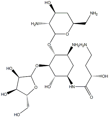 4-O-(2,6-Diamino-2,4,6-trideoxy-α-D-xylo-hexopyranosyl)-5-O-β-D-ribofuranosyl-N-[(S)-4-amino-2-hydroxybutyryl]-2-deoxy-D-streptamine|