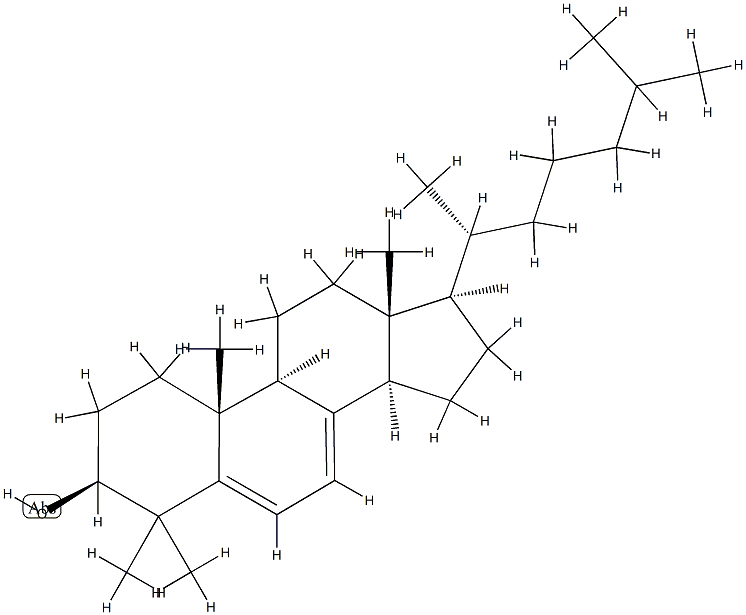 4,4-Dimethylcholesta-5,7-dien-3β-ol,53296-71-2,结构式