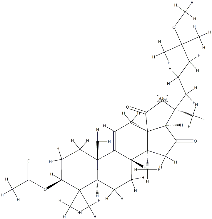 Lanost-9(11)-en-18-oic acid, 3-(acetyloxy)-20-hydroxy-25-methoxy-16-ox o-, gamma-lactone, (3beta)- 结构式