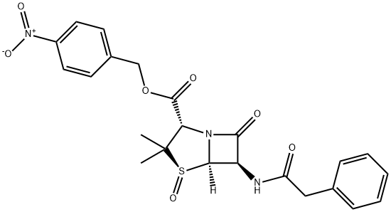 (1S,3S,5R,6R)-(4-nitrophenylmethyl)-1-dioxo-6-phenylacetamido-penam-3-carboxylate Structure