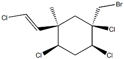 (1R)-1β,2β,4β-トリクロロ-5β-[(E)-2-クロロビニル]-1-(ブロモメチル)-5-メチルシクロヘキサン 化学構造式
