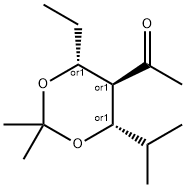 Ethanone, 1-[(4R,5R,6S)-4-ethyl-2,2-dimethyl-6-(1-methylethyl)-1,3-dioxan-5-yl]-, rel- (9CI) Struktur