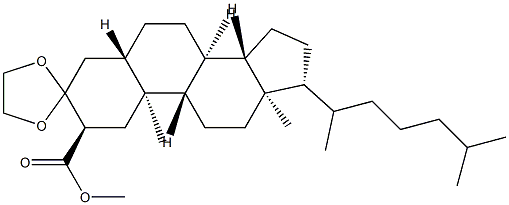 Spiro[5α-cholestane-3,2'-[1,3]dioxolane]-2β-carboxylic acid methyl ester Struktur