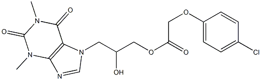(4-クロロフェノキシ)酢酸2-ヒドロキシ-3-(1,2,3,6-テトラヒドロ-1,3-ジメチル-2,6-ジオキソ-7H-プリン-7-イル)プロピル 化学構造式