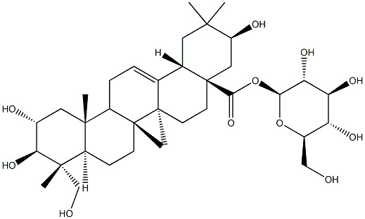 2α,3β,21β,23-テトラヒドロキシオレアナ-12-エン-28-酸β-D-グルコピラノシル 化学構造式