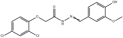 (E)-2-(2,4-dichlorophenoxy)-N-(4-hydroxy-3-methoxybenzylidene)acetohydrazide Struktur