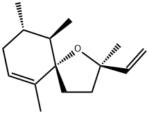 (5S,2R)-2,6,9α,10β-Tetramethyl-2-vinyl-1-oxaspiro[4.5]dec-6-ene 结构式