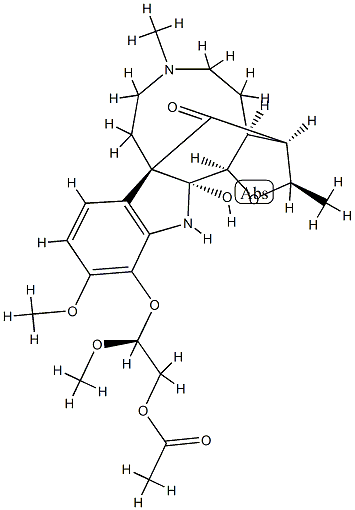 (14β,19R)-12-[(S)-2-(アセチルオキシ)-1-メトキシエトキシ]-16β,19-エポキシ-2-ヒドロキシ-11-メトキシ-4-メチル-3,4-セココンジホラン-3-オン 化学構造式