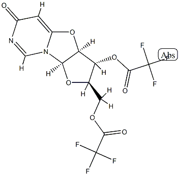 Trifluoroacetic acid [(2R)-2,3,3aβ,9aβ-tetrahydro-6-oxo-3β-[(trifluoroacetyl)oxy]-6H-furo[2',3':4,5]oxazolo[3,2-c]pyrimidin-2α-yl]methyl ester|