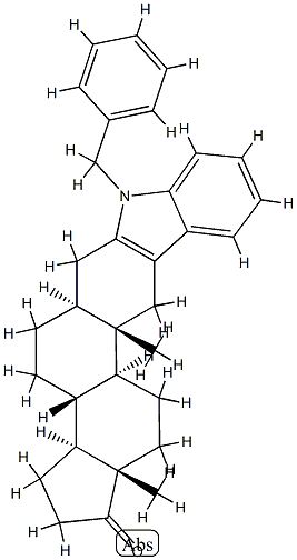 1'-ベンジル-1'H-5α-アンドロスタ-2-エノ[3,2-b]インドール-17-オン 化学構造式