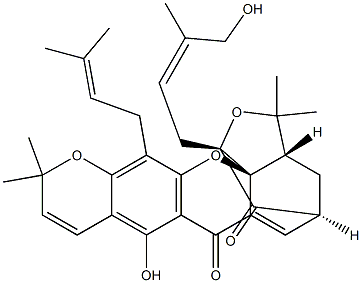 (1R,14aS)-3,3aα,4,5-Tetrahydro-8-hydroxy-1-[(Z)-4-hydroxy-3-methyl-2-butenyl]-3,3,11,11-tetramethyl-13-(3-methyl-2-butenyl)-1,5β-methano-7H,11H-furo[3,4-g]pyrano[3,2-b]xanthene-7,15-dione Structure