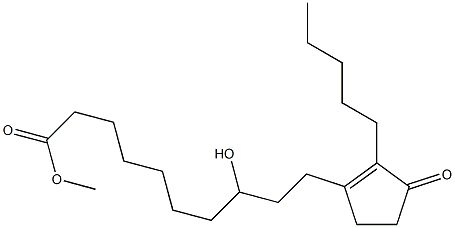 η-ヒドロキシ-3-オキソ-2-ペンチル-1-シクロペンテン-1-デカン酸メチル 化学構造式