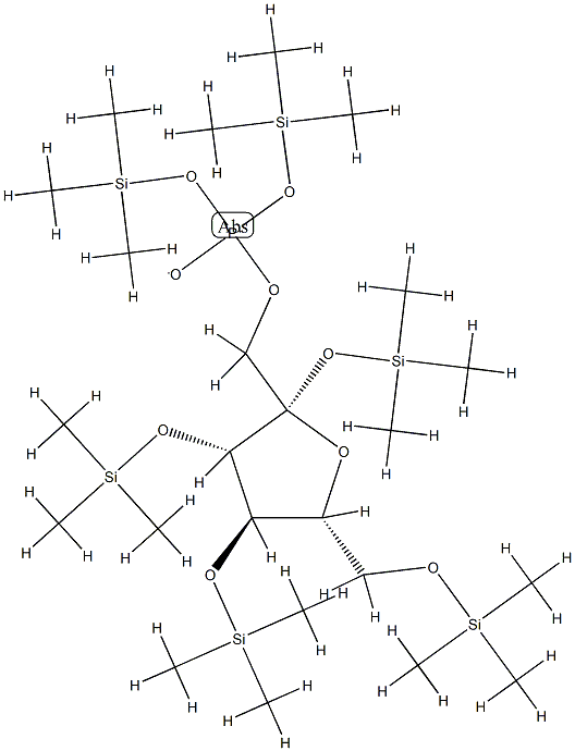 2-O,3-O,4-O,6-O-テトラキス(トリメチルシリル)-β-D-フルクトフラノース[りん酸ビス(トリメチルシリル)] 化学構造式