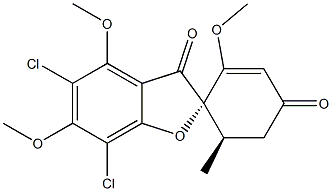 (2S)-5,7-Dichloro-2',4,6-trimethoxy-6'β-methylspiro[benzofuran-2(3H),1'-[2]cyclohexene]-3,4'-dione 结构式