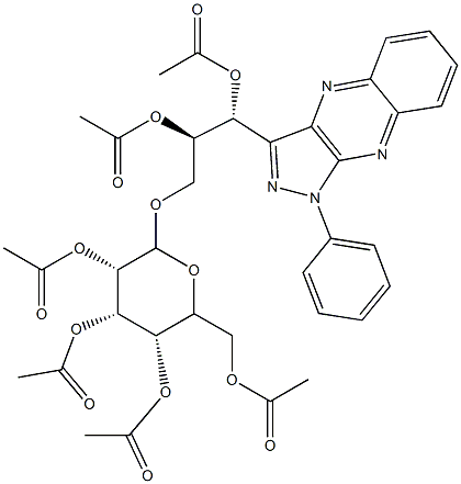 [(2S,3R)-2,3-ビス(アセチルオキシ)-3-[1-フェニル-1H-ピラゾロ[3,4-b]キノキサリン-3-イル]プロピル]α-D-グルコピラノシド2,3,4,6-テトラアセタート 化学構造式