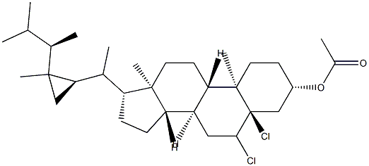 5,6-Dichloro-5α-gorgostan-3β-ol acetate 结构式