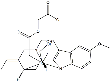 (19E)-17-(Acetyloxy)-19,20-didehydro-10-methoxy-1,16-cyclocorynan-16-methanol acetate Struktur