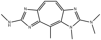 3,4-ジメチル-6-メチルアミノ-2-ジメチルアミノ-3H-シクロヘプタ[1,2-d:4,5-d']ジイミダゾール 化学構造式