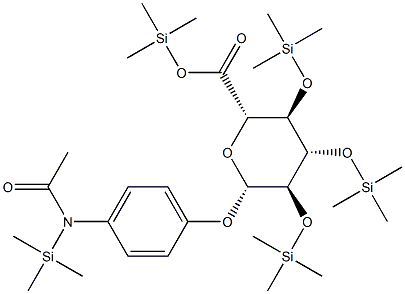 4-[Acetyl(trimethylsilyl)amino]phenyl 2-O,3-O,4-O-tris(trimethylsilyl)-β-D-glucopyranosiduronic acid trimethylsilyl ester Structure