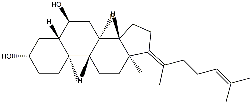 5α-Cholesta-17(20),24-diene-3β,6α-diol,55924-02-2,结构式