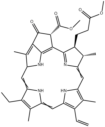 methyl [3S-(3alpha,4beta,21beta]-14-ethyl-21-(methoxycarbonyl)-4,8,13,18-tetramethyl-20-oxo-9-vinylphorbine-3-propionate Structure