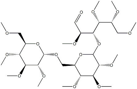 3-O-[6-O-(2-O,3-O,4-O,6-O-Tetramethyl-β-D-glucopyranosyl)-2-O,3-O,4-O-trimethyl-β-D-glucopyranosyl]-2-O,4-O,5-O,6-O-tetramethyl-D-glucose,55956-07-5,结构式