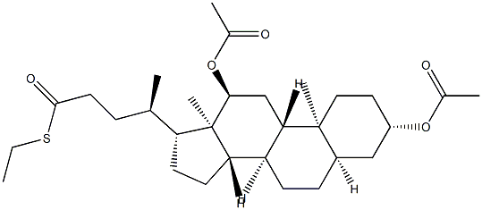 3β,12α-ビス(アセチルオキシ)-5β-コラン-24-チオ酸S-エチル 化学構造式