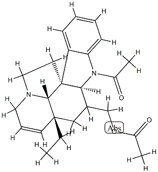 (2β,5α,12β,19α)-1-Acetyl-6,7-didehydroaspidospermidine-3-methanol acetate,56053-14-6,结构式
