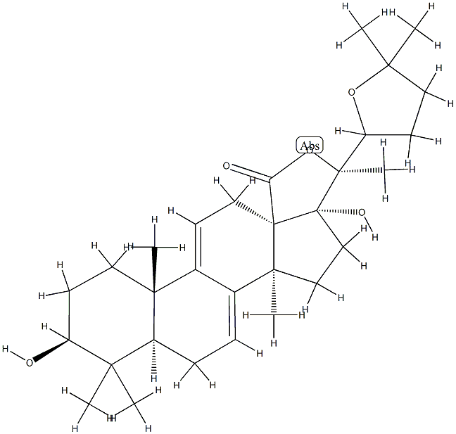 22,25-エポキシ-3β,17,20-トリヒドロキシ-5α-ラノスタ-7,9(11)-ジエン-18-酸18,20-ラクトン 化学構造式