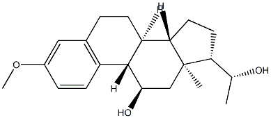 (20R)-3-メトキシ-19-ノルプレグナ-1,3,5(10)-トリエン-11α,20-ジオール 化学構造式