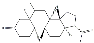 5,6-ジフルオロ-3β-ヒドロキシプレグナン-20-オン 化学構造式