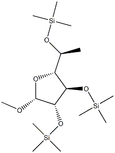 メチル2-O,3-O,5-O-トリス(トリメチルシリル)-6-デオキシ-α-L-ガラクトフラノシド 化学構造式
