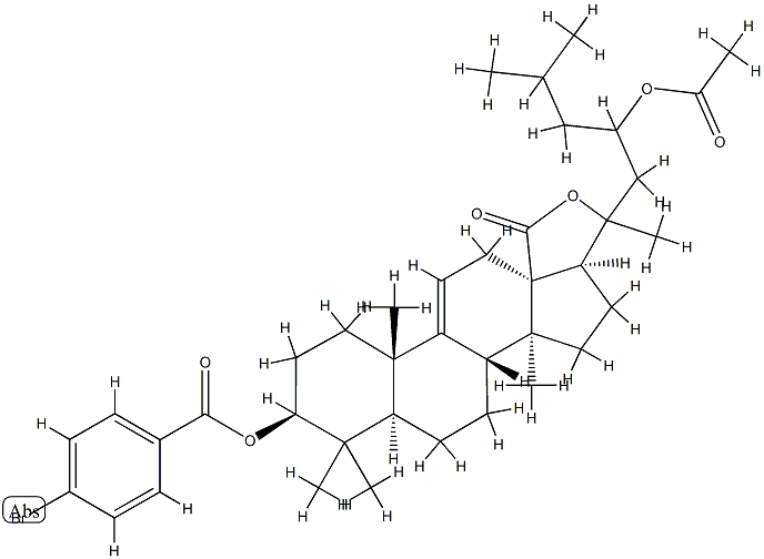 (20ξ)-23-(Acetyloxy)-3β-[(4-bromobenzoyl)oxy]-20-hydroxy-5α-lanost-9(11)-en-18-oic acid γ-lactone,56259-26-8,结构式
