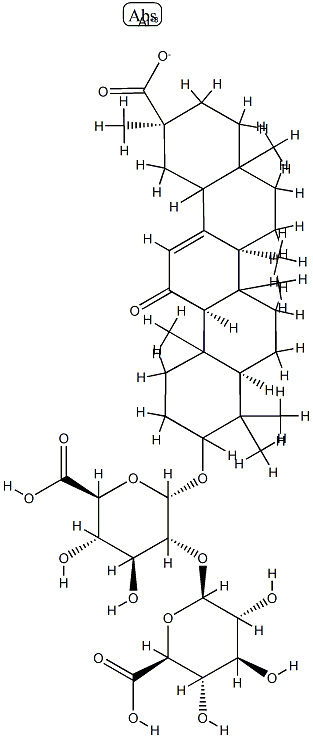 alpha-d-Glucopyranosiduronic acid, (3beta,20beta)-20-carboxy-11-oxo-30-norolean-12-en-3-yl 2-O-beta-d-glucopyranuronosyl-, aluminum salt (3:1) Structure