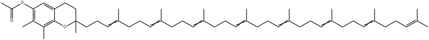 3,4-ジヒドロ-2,7,8-トリメチル-2-(4,8,12,16,20,24,28,32-オクタメチル-3,7,11,15,19,23,27,31-トリトリアコンタオクタエニル)-2H-1-ベンゾピラン-6-オールアセタート 化学構造式
