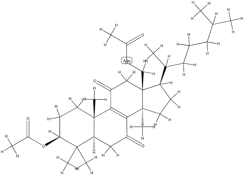 (20ξ)-3β,18-ビス(アセチルオキシ)-5α-ラノスタ-8-エン-7,11-ジオン 化学構造式